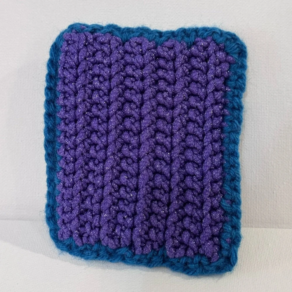 Handmade Purple and Blue Crochet Washcloth